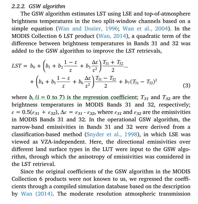 generalized split window (GSW) algorithm