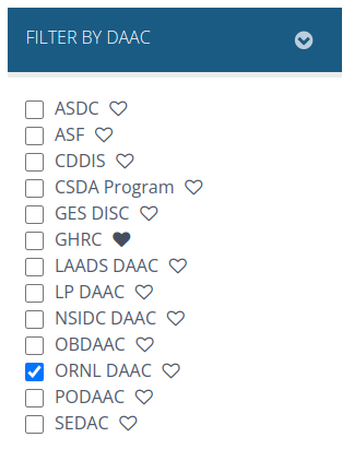 user adds ORNL DAAC to favorite tags