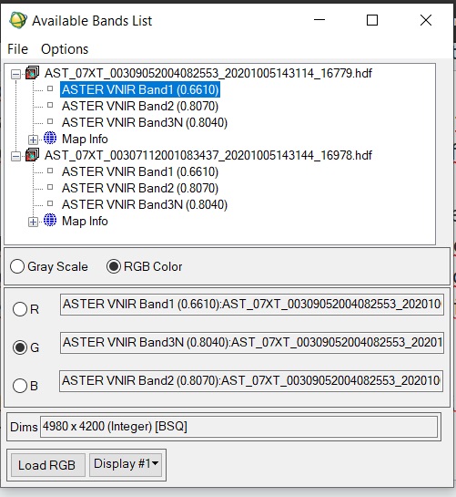 AST_07XT VNIR band view in ENVI